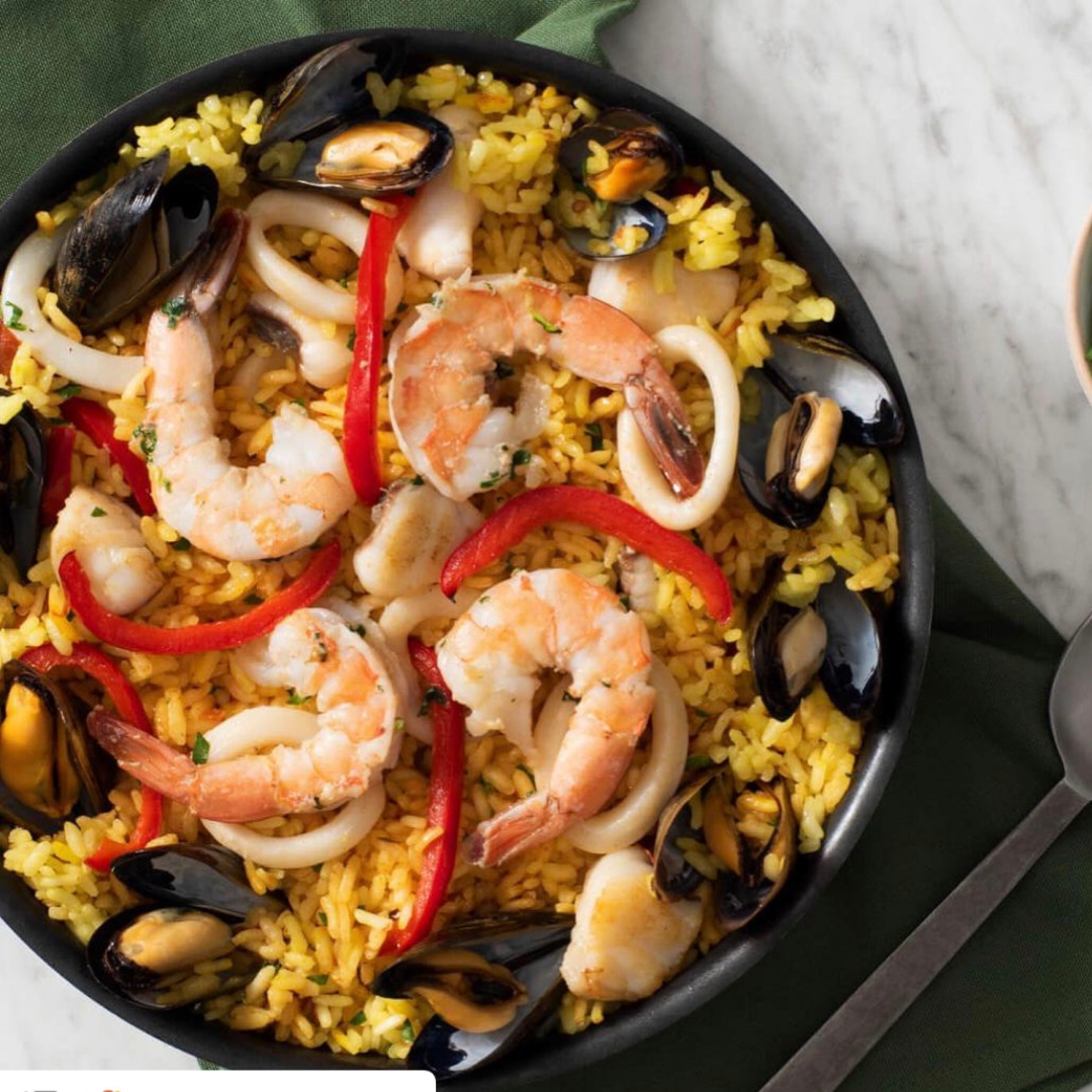 Paella con mariscos